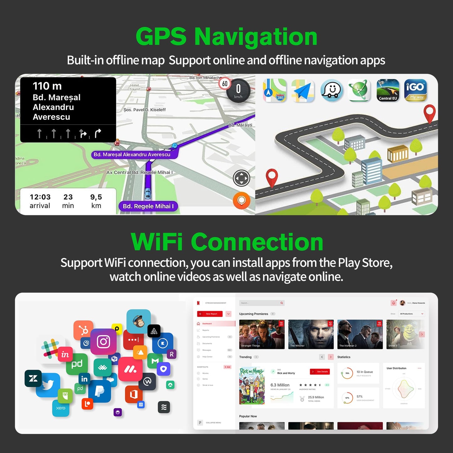 [4+64G] Android 13 Car Stereo with Wireless Carplay & Android Auto for Ford F150 F250 F350 E-250 E-350 Escape Focus Touchscreen Radio Upgrade with AHD Camera,GPS Navigation,SWC,WiFi,FM,Bluetooth