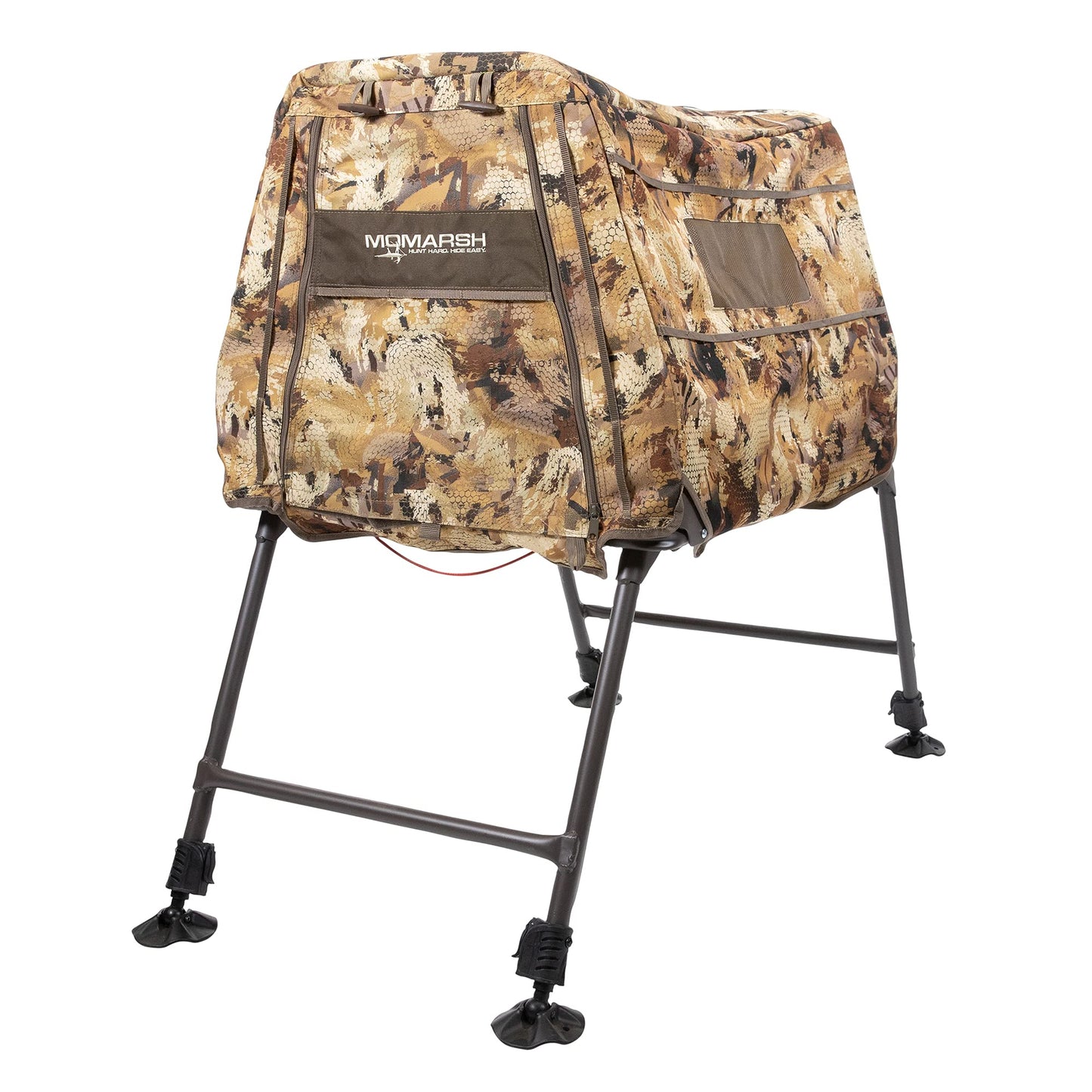 Momarsh Invisi Lab Dog Blind for Waterfowl Hunting | Adjustable Pet Blind for Dry or Wet Land Hunting & Training | Water Resistant Shell with Mesh Draining Bottom | Optifade Marsh