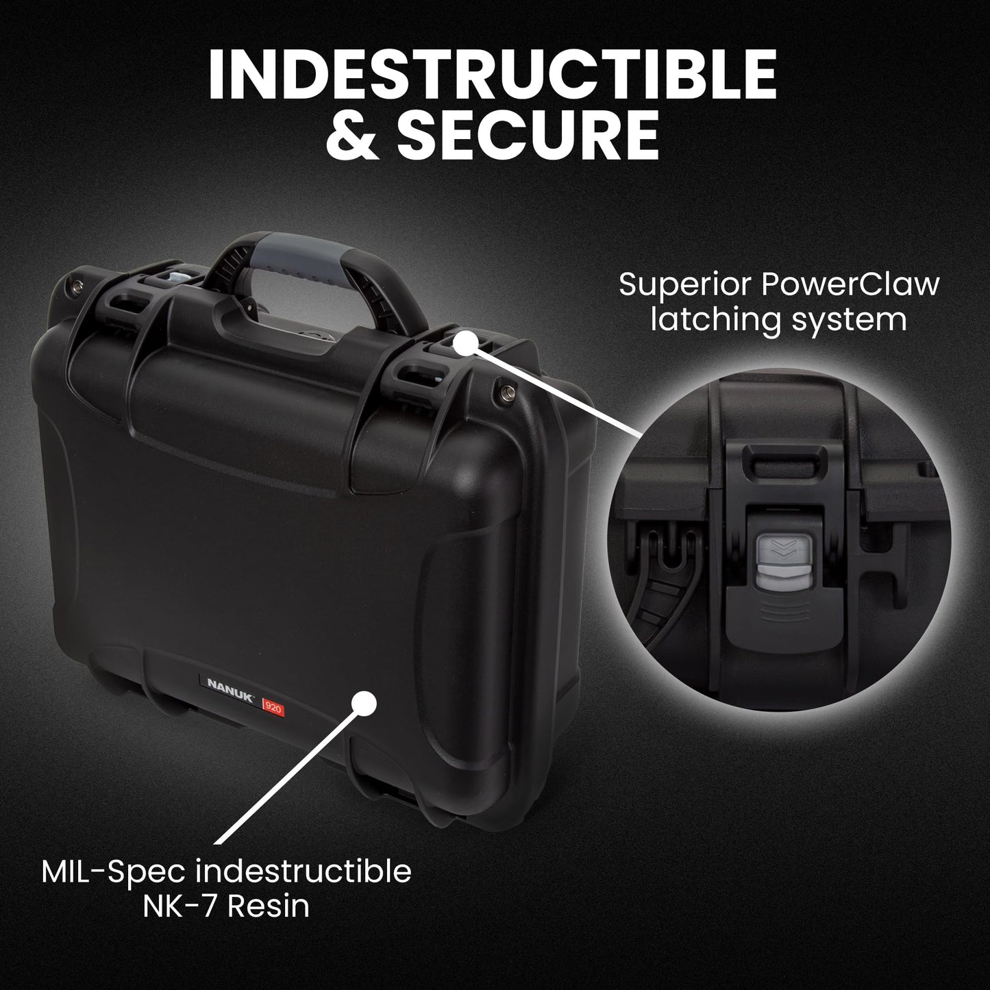 NANUK 920 Hard Case with Padded Divider, IP67 Waterproof, Dustproof and Impact Resistant, 16.7” x 13.4” x 6.8”, Rugged Construction for Ultimate Protection, Made in Canada – Black