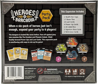 Rollacrit Party Pack Expansion – 2 Additional Heroes Loot Cards Waterproof Tiles