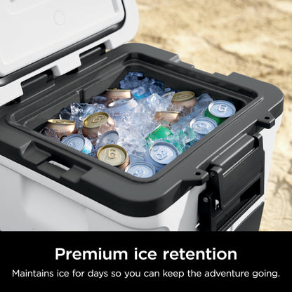 Ninja | Cooler | FrostVault 30QT Cooler with Wheels | Insulated with Temp Dry Storage Drawer | Keeps Ice Cold for Days | for the Beach, Camping, Picnics & More | Cloud White | FB230WH