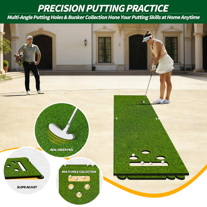 6x4.8ft Golf Hitting Mat for Indoor Outdoor Practice, High-Elasticity Golf Practice Driving Range Turf Mat, Convertible 2IN1 Golf Hitting & Putting Mat for Garage Simulator Training, Gifts for Men/Dad