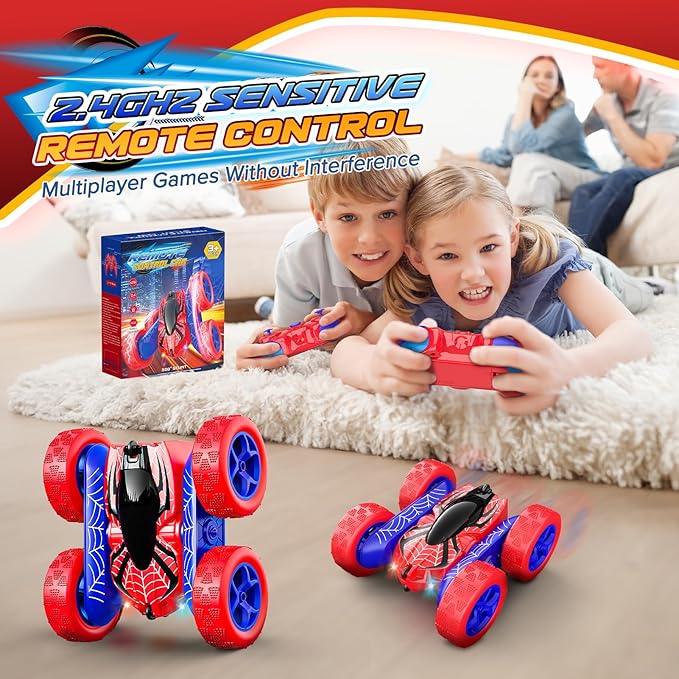 Toys for Boys 4-6360° Rotating 2.4GHz Fast Stunt Rechargeable 4WD Remote Control Car Boy Toys for Age 4-6 5-7 6-8Outdoor Toy RC Car Gifts for Birthday Chritmas Halloween Easter Boys Girls