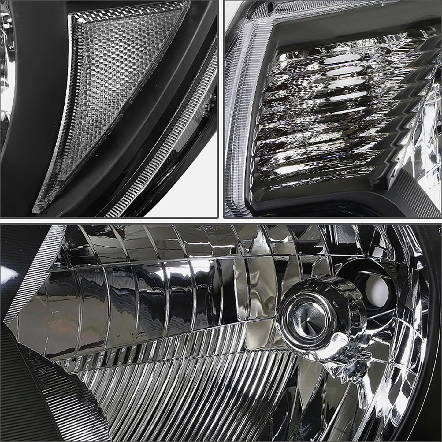 ATOMTEC Chrome Headlights Assembly Fit For 2012 2013 2014 2015 Toyota Tacoma Black Housing Clear Reflector Halogen headlamp Replacement Driver Passenger Side TO2503182 TO2502182