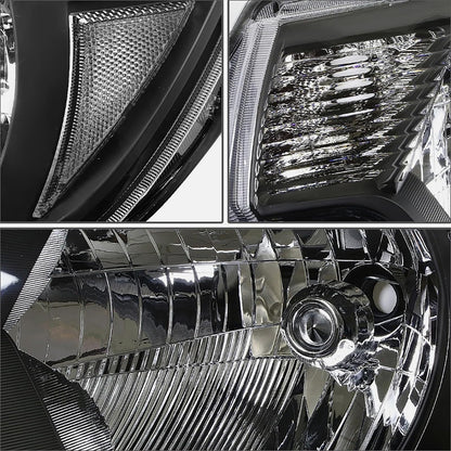 ATOMTEC Chrome Headlights Assembly Fit For 2012 2013 2014 2015 Toyota Tacoma Black Housing Clear Reflector Halogen headlamp Replacement Driver Passenger Side TO2503182 TO2502182