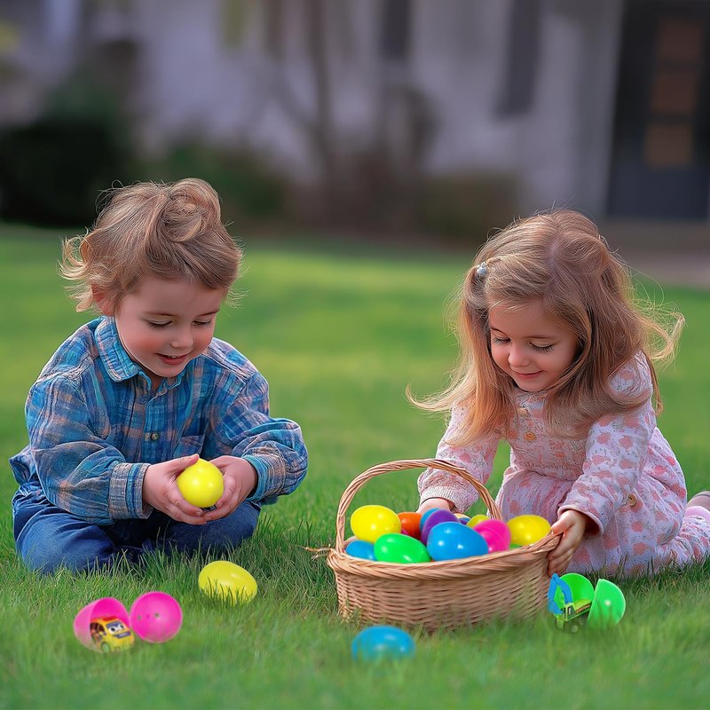 SUGFUT 24 PCS Prefilled Easter Eggs with Toys Pull Back Cars Easter Basket Stuffers for Toddler Gifts for Kids - Easter Party Favors