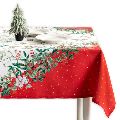 Maison d' Hermine Table Cloth Rectangle Table 100% Cotton 60 x 90 Inches Fall Tablecloth Reusable Everyday Use for Thanksgiving Christmas Decorations Dining Farmhouse Party (Noel)
