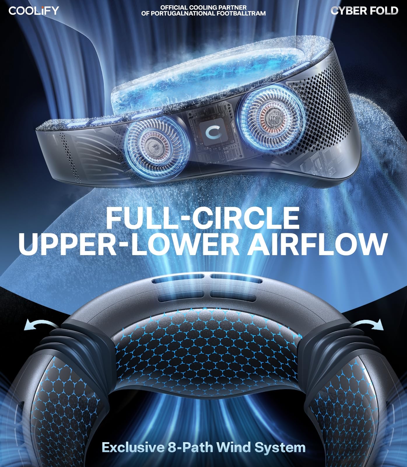TORRAS COOLiFY Cyber Fold AI Neck Air Conditioner, Ultimate Cooler Max Cooling Area, Neck & Face Cooler with Adjustable Strong Wind, Rechargeable Neck Fan for Travel Gift for Dad, Husband, Black