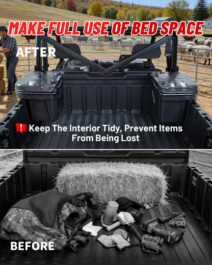 StarknightMT 24L Carbon Fiber Bed Storage Box, Lockable Off-Road Cargo Organizer Compatible with 2016-2026 Polaris Ranger 500/570/900/1000 XP & General 1000, Heavy-Duty