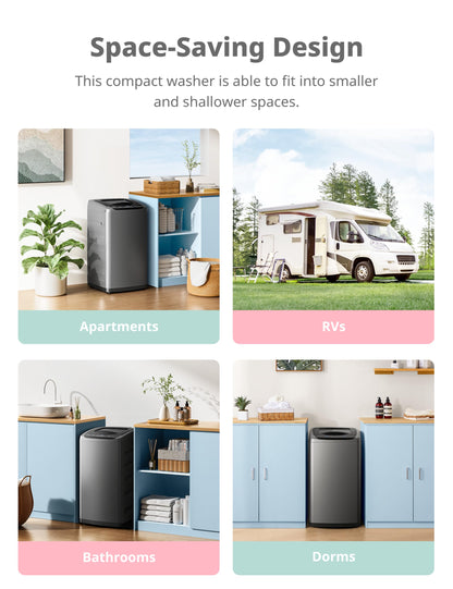 COMFEE' Portable Washing Machine, 0.9 cu.ft Compact Washer With LED Display, 5 Wash Cycles, 2 Built-in Rollers, Space Saving Full-Automatic Washer