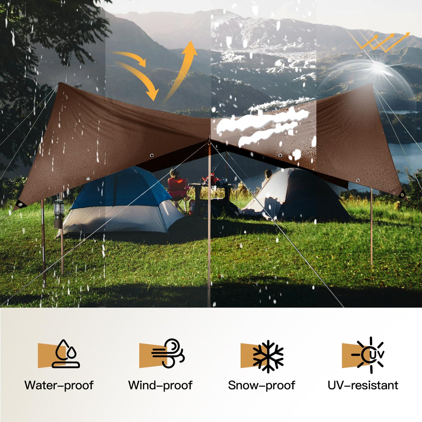 Tarp 20x30FT, 18 Mil Heavy Duty Large Tarps, Waterproof Tarp with Brass Grommets and Reinforced Edges, UV Resistant, Tear&Fade Resistant Poly Tarp for Outdoor Camping Pool Car Tent