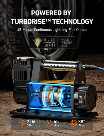 AstroAI T6 Offroad Air Compressor, 12 V Portable Air Pump with 7.06 CFM, AirCtrl, ¼ NPT Quick Connector, Heavy-Duty Truck Tire Inflator, Max 150 PSI for 4 × 4 SUV Vehicle RV ATV