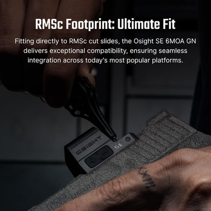 OSIGHT SE 6 MOA Green Dot Enclosed Micro Sight with RMSc/K Footprint, Parallax-Free Durable Optic for Subcompact Setups