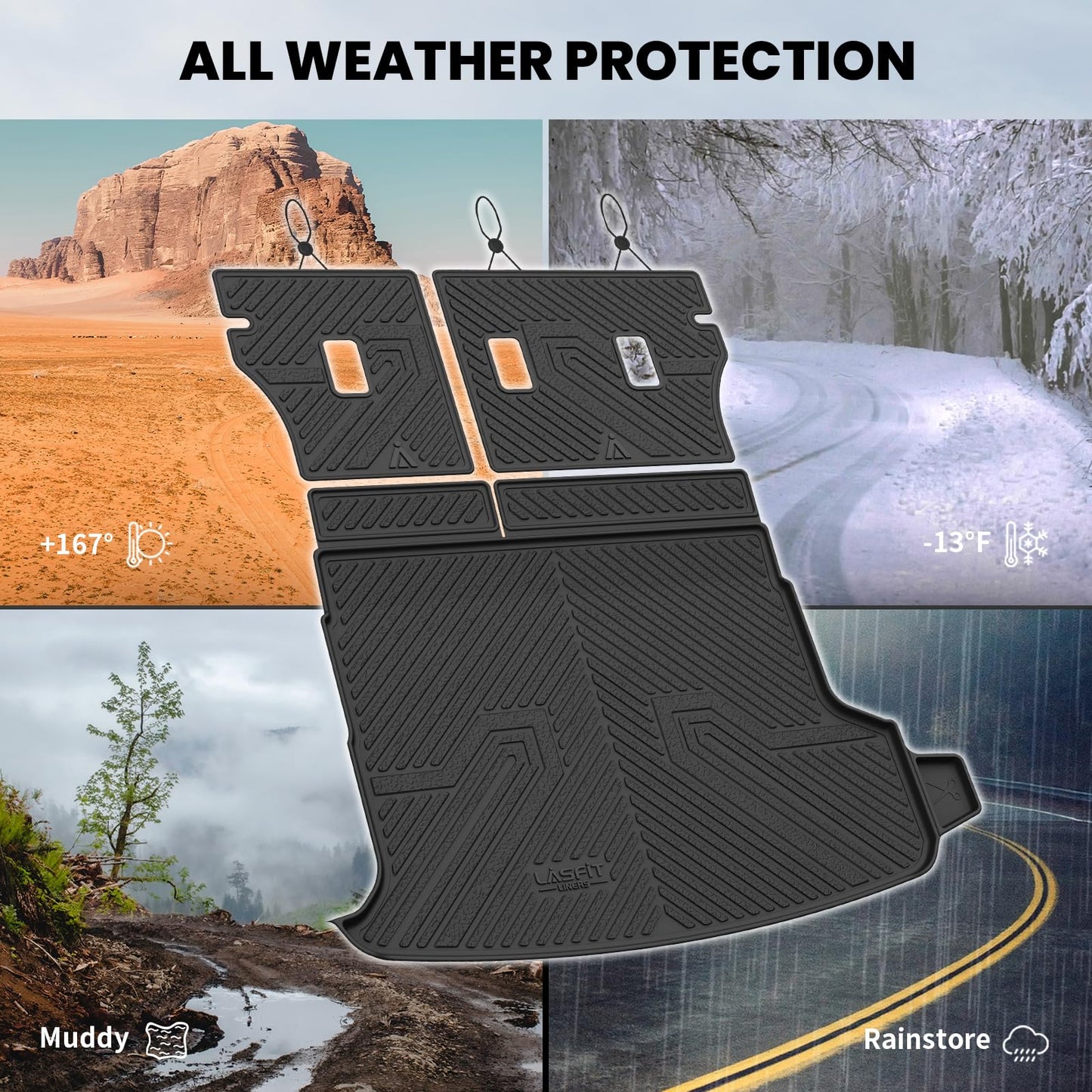 LASFIT Cargo Tray Mat & Backrest Mat for Subaru Forester 2025-2026 (Fit Hybrid,Not for Gas), All Weather TPE Custom Fit Easy Clean for Forester 2026 2025 Trunk Tray Liner & Seatback Mat, Black