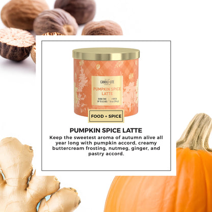 Candle-lite Halloween Scented Candles, Pumpkin Accord with Buttercream, 14 oz Jar, 45 Hour Burn, Fall Scented Candle for Home Decor, 3-Wick, Proudly Poured in USA, Halloween Candle Decoration