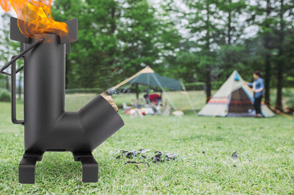 Camping Rocket Stove and 16 Inch Cast Iron Griddle Pizza Pan by StarBlue
