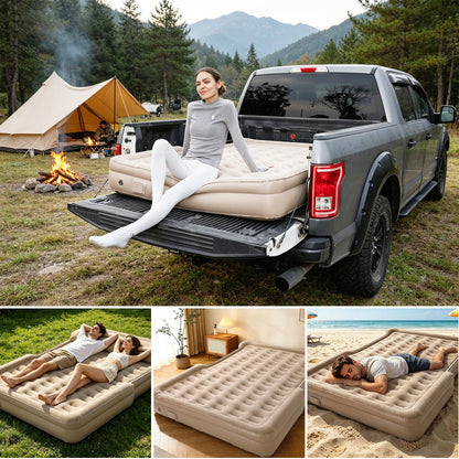 MIRUNNY Truck Bed Air Mattress for 5.5-6.7Ft,Pickup Airbed with Wireless Rechargeable Pump,Inflatable Air Mattress for Travel,Outdoor & Road Trips,Fits F-150 / Ram/Silverado Full-Size Trucks