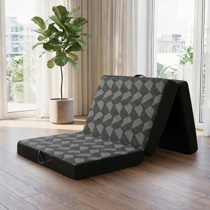 Tri Folding Mattress Twin Size - Memory Foam Tri-fold Mattress, Handle & Non-Slip Bottom, Portable Foldable Sofa Bed Floor Chair for Travel RV Camping Guest Yoga - 4 Inch, 75" 38"x4"