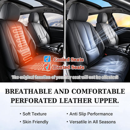 Coverado Seat Covers, Car Seat Covers Front Seats, Car Seat Cover, Car Seat Protector Waterproof, Car Seat Cushion Nappa Leather, Black Seat Covers Carseat Cover Universal Fit for Most Cars