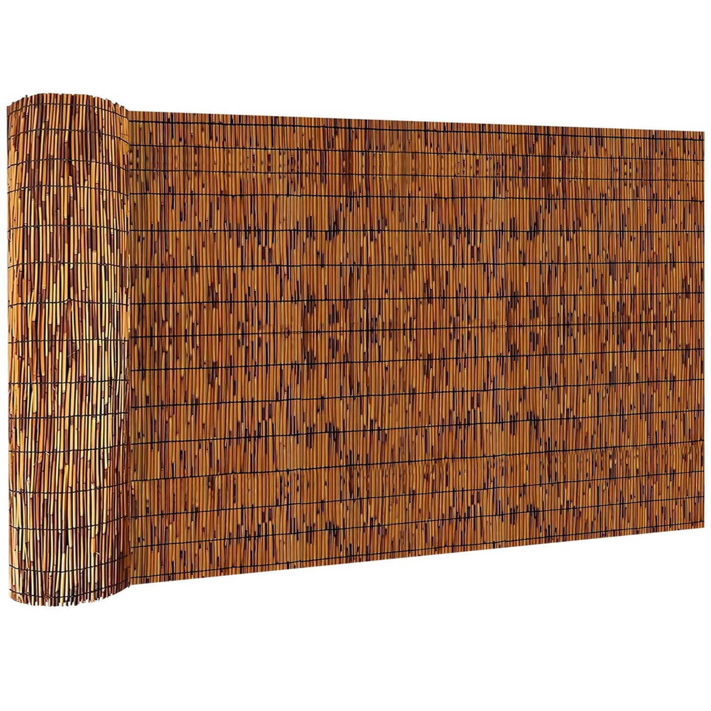 KOIUEYW Bamboo Reed Fencing, Light Russet Bamboo Fence Rolls 6 Feet High, Decorative Privacy Screen Reed Curtains for Patio Balcony Garden Backyard Outdoor, 6 x 16 FT