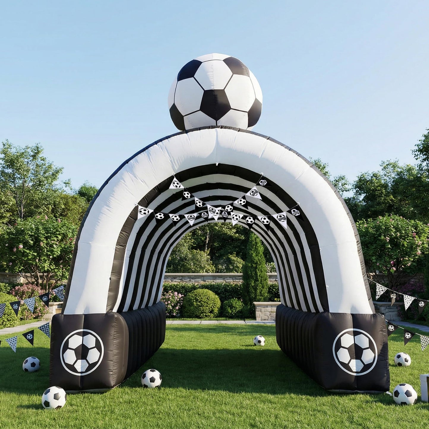 Wellcomer Inflatable Soccer Tunnel Entrance with Built-in Blower, 16x10x13.5FT Inflatable Tunnel Tent for Sports Events, Comercials & Trade Shows, Themed Walkways