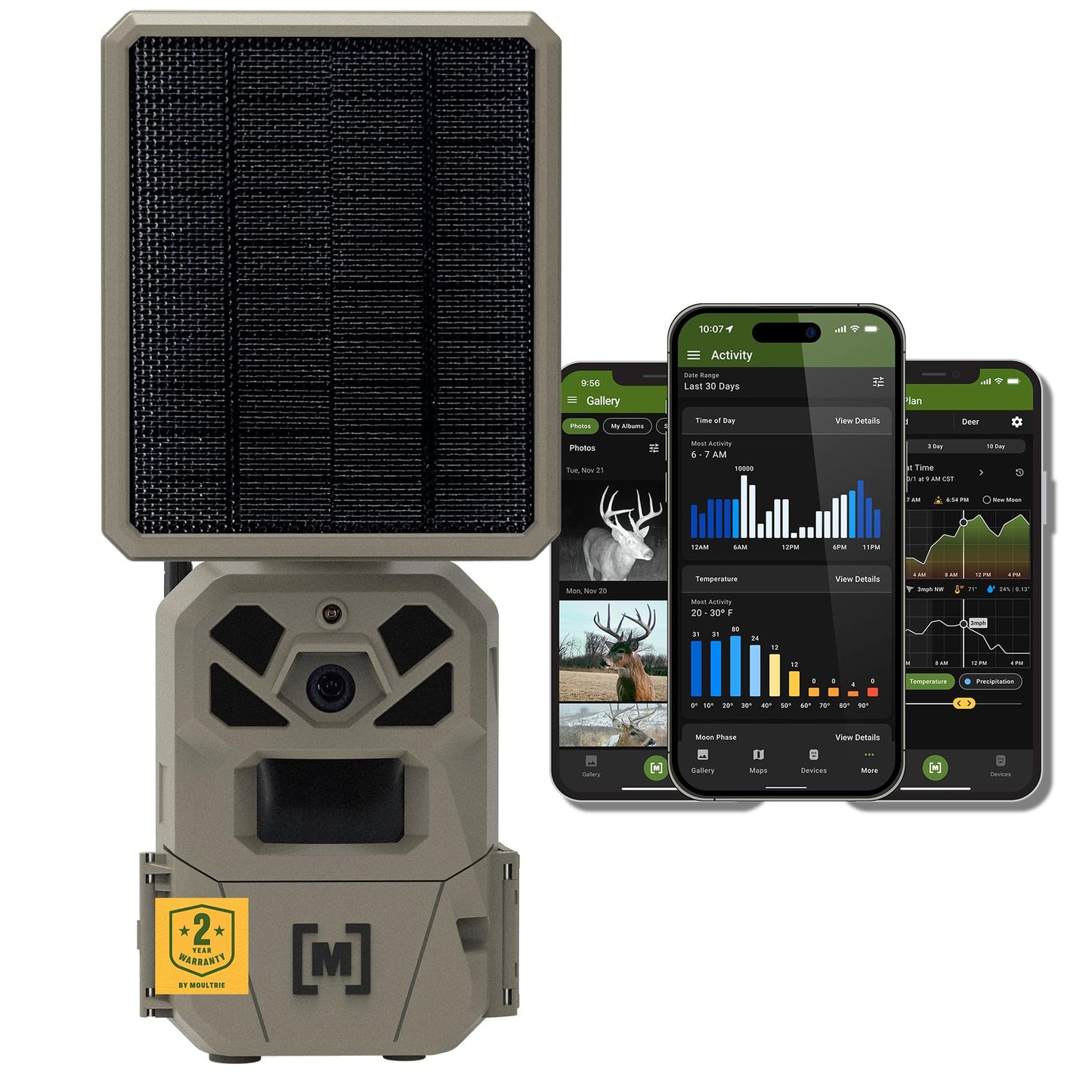 Moultrie Edge Solar Cellular Trail Camera - Integrated Solar Panel with Battery - 40MP - 1080p Video - Night Vision - Multi-Carrier LTE Auto-Connect - Built-in Memory - 0.4s Trigger Speed