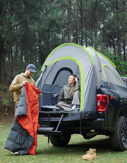 JOYTUTUS Pickup Truck Tent 5ft 2.0, Waterproof PU2000mm Double Layer for 2 Person, Portable Truck Bed Tent with Rainfly, Green, Aluminum Pole