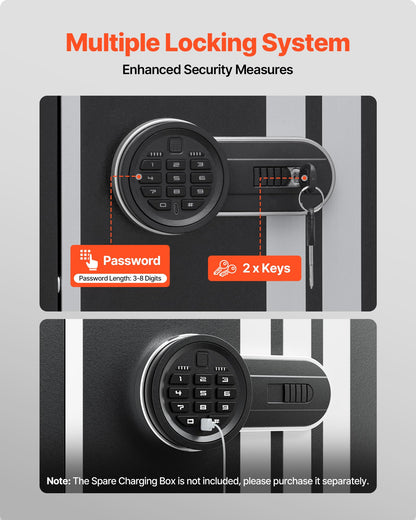 VEVOR 4 Gun Safe, Long Gun Cabinet for Rifles and Pistols, Quick Access Rifle Safe with 3 Ammo Slots and 2 Adjustable Racks, Large Digital Cabinet with Key and Password Lock(Assembly Required)