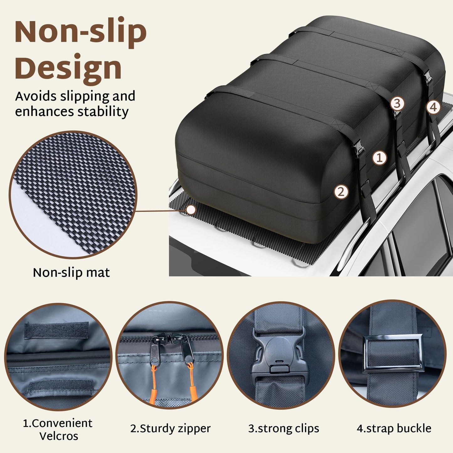 iBirdie Roof Rack Cargo Carrier 32.1 Cubic Feet, XXL Soft-Shell Rooftop Cargo Box, Waterproof Heavy Duty 1200D for Car with/Without Roof Rack, Includes Anti-Slip Mat, Door Hooks, 60x37x25 inches
