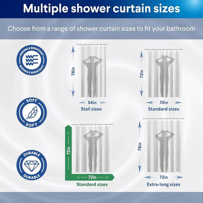 Clorox 2-in-1 Shower Curtain Liner - Durable Fabric with Weighted Magnets | 72" x 72" White