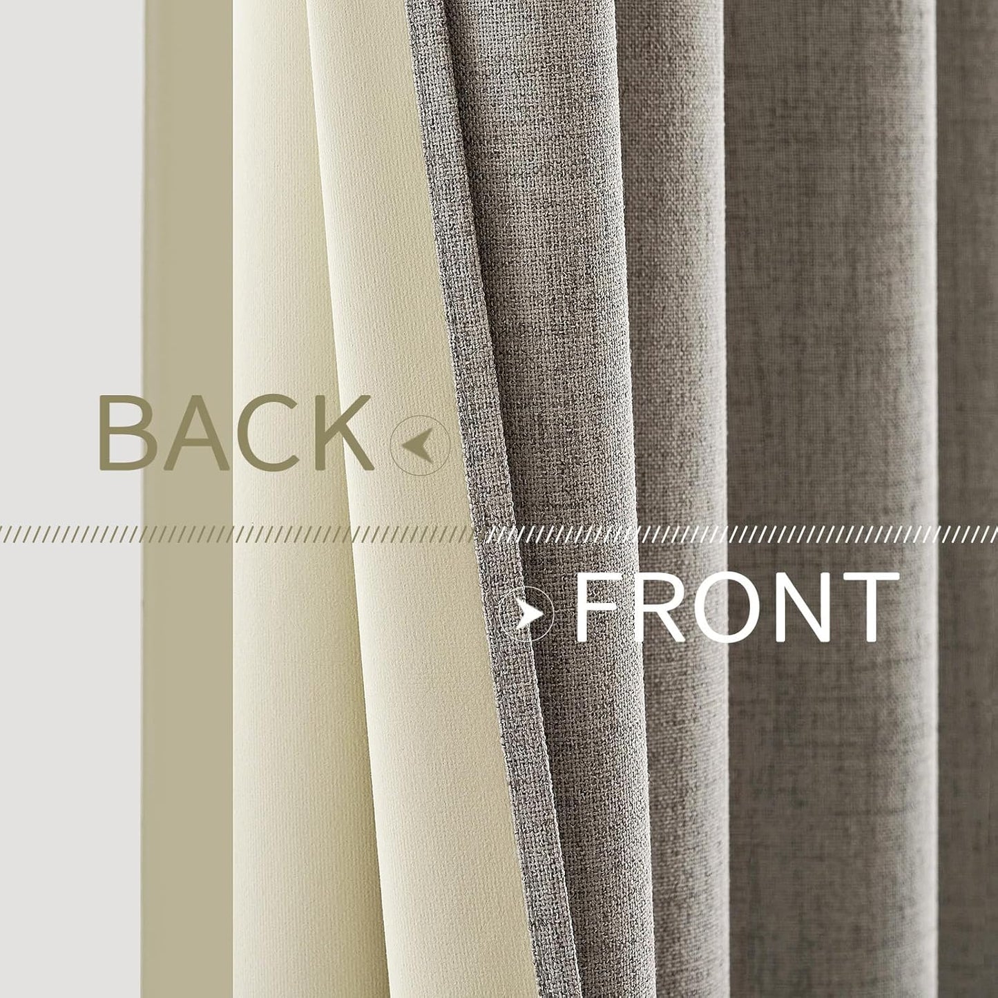 MIULEE Blackout Linen Curtains - 100% Thermal Insulated Grommet Drapes | Greige, 52x84 Inch (2 Panels)