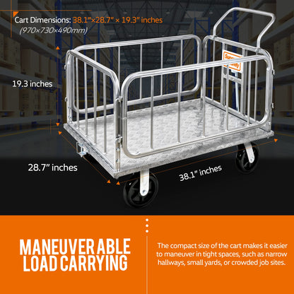 SuperHandy Cargo Trailer Heavy-Duty, Utility Cart - 1200 lbs Capacity with Hitch, 8" Casters, Compatible with SuperHandy Electric Tugger Cart