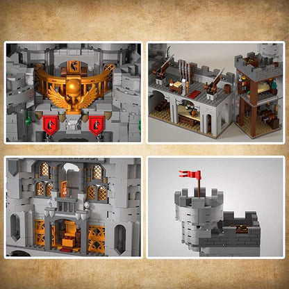 Medieval Castle Building Blocks for Adults Toy Buildings Set 2 in 1 Folding Model Kits for Teens Boy Girl 14+ Home Office Decor Birthday Sword of Holy Spirit Castle 2484PCS