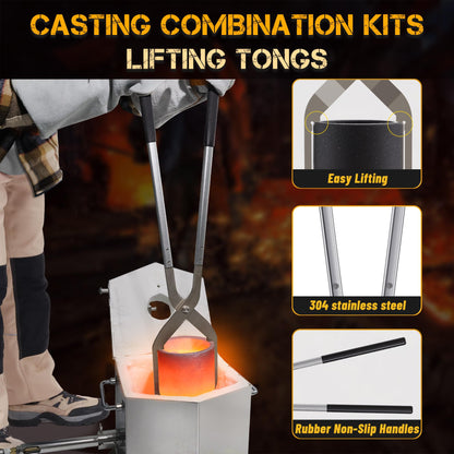 CANALHOUT 12KG/26.5lbs Propane Melting Furnace Kit with Two Tongs and Crucible, All New Kiln Metal Foundry Furnace Smelting Gold Silver Copper Aluminum, Metal Recycle Home Smelting Casting Tool