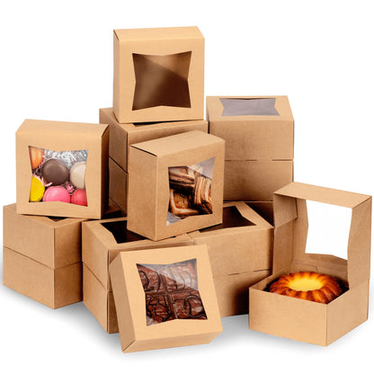Fit Meal Prep 25 Pack Bakery Boxes with Window 6x6x5