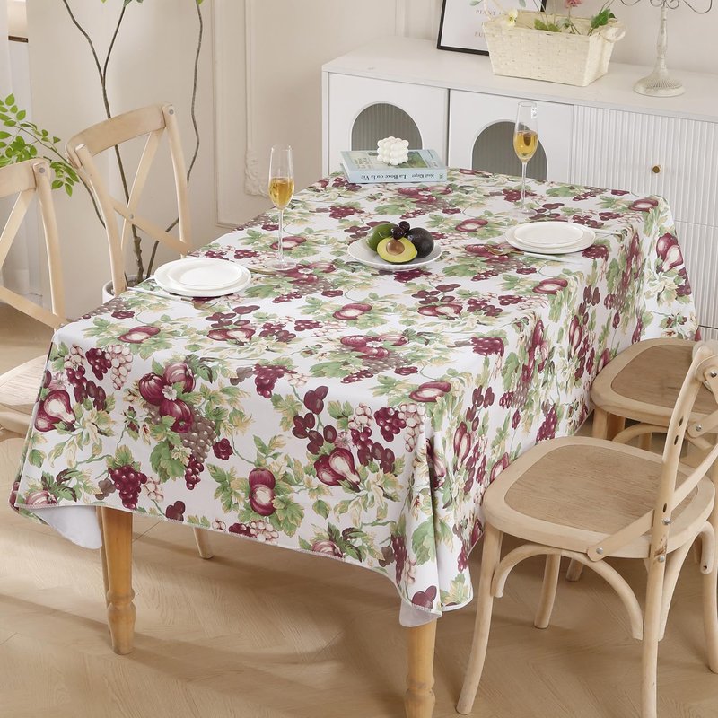 Walrus Heavy Duty Vinyl Tablecloth with Flannel Backing Waterproof Oil-Proof Plastic Table Cloth Stain-Resistant Wipeable Rectangle or Square Table Cover for Indoor and Outdoor (Fruits, 54x54 Inch)
