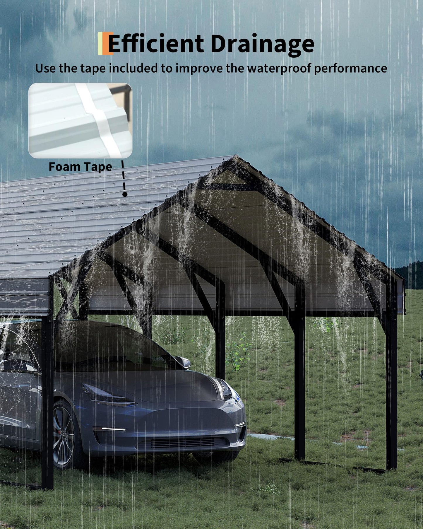 12 x 20 FT Metal Carport, Heavy Duty Carports Reinforced Frame and Steel Roof, All-Weather Shelter Canopy for Pickups, Boats, Cars, and Tractors