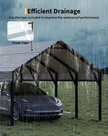 12 x 20 FT Metal Carport, Heavy Duty Carports Reinforced Frame and Steel Roof, All-Weather Shelter Canopy for Pickups, Boats, Cars, and Tractors