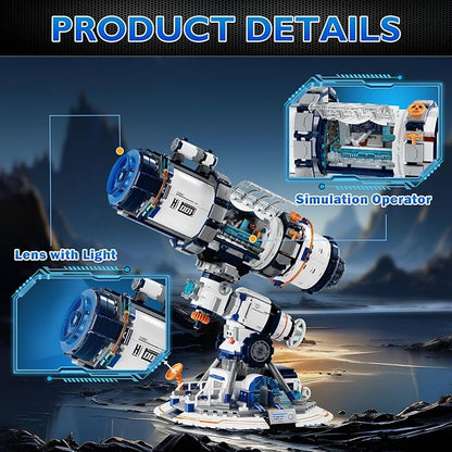 NUTCRACKER Space Telescope Building Set for Adult - Space Astronomical Telescope Toy Building Set Telescope Display Model with Light Home Decor Birthday Gifts for Adults（995 Pieces