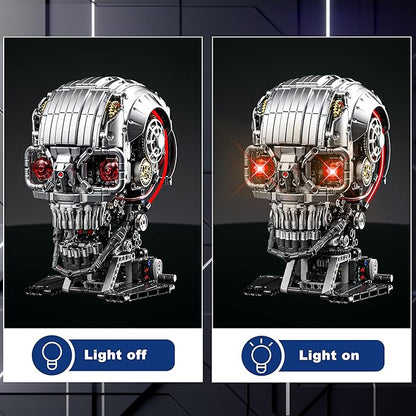 Mechanical Skull Building Set for Adults Mechanical Skeleton Head Building Blocks Set Compatible with Lego Buildable Horror Display Model Home and Office Decor Gift for Adults Teens 14+ (1099 PCS)