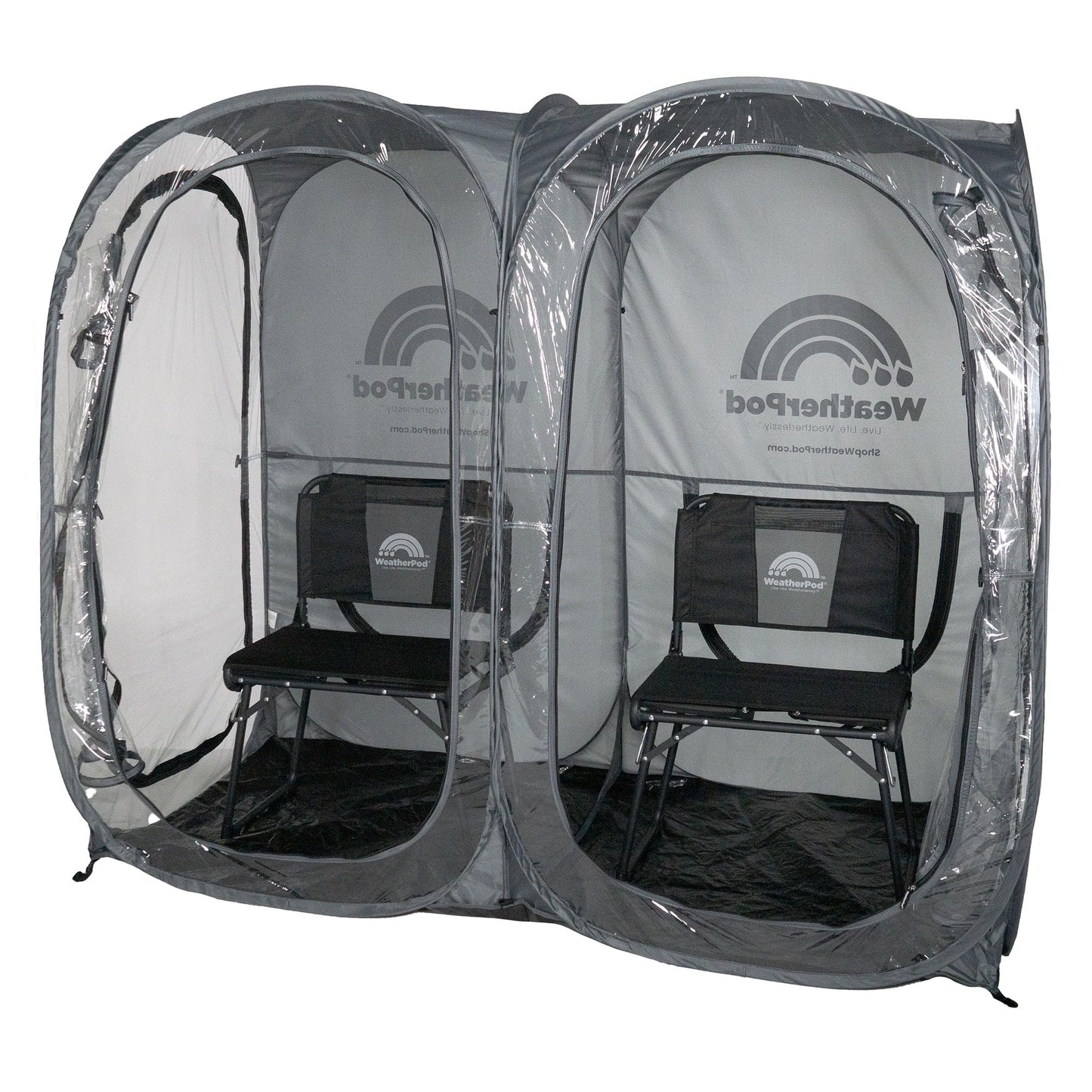 WeatherPod® Side-by-Side™ 2 Person Pop-Up Sports Tent Pod - The Original Shark Tank Instant Setup All-Weather Pod Shelter for Outdoor Sports, Rain, Wind & Cold