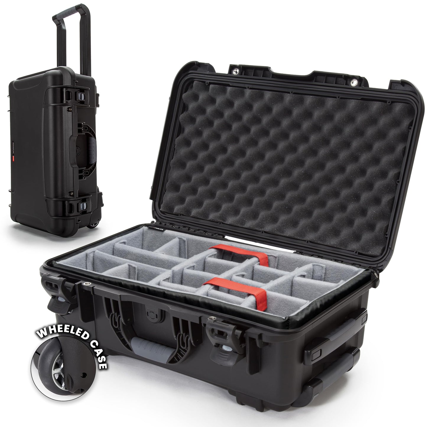 NANUK 935 Hard Case with Padded Divider – Waterproof Equipment Case with Wheels, 22” x 14” x 9” – Dustproof and Impact Resistant, Airline Carry-On Approved – Black