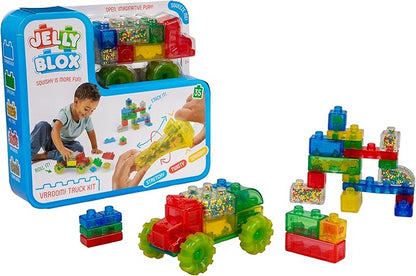 Goliath Jelly Blox Vrroom! Truck Kit | Includes 35 Blocks | Toddler &amp Preschool Building Blocks Kids Can Squeeze Stretch Squish | MESH ACCREDITED | Safety Tested Ouch-Free | Sensory Play Toy Age