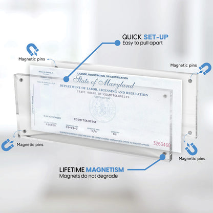 Mammoth DuraClear 4x10 Acrylic Frame - Frameless Panoramic Picture Frame & Cosmetology License Frame Display - Sleek, Modern Long Picture Frame Design for Elegant Decor (5 Pack)