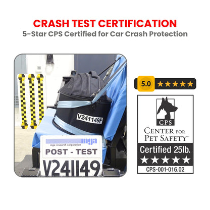 PawsInCar Crash-Tested 3-in-1 Portable Small Dog Car Seat, Cat Bed & Pet Carrier – CPS Certified for Crash Protection & Safe Travel