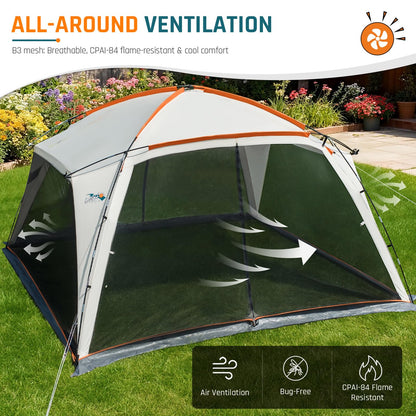 Screen House Tent 12x12ft Screen Room Mesh Gazebos w/ 2 Zipper Doors, Camping Tent Screened Canopy Shelter for Outdoor Patios Backyards Activities