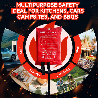 30 Packs Fire Blanket – 39.37x39.37 Inches, 1100℉ Heat Resistant, Emergency Fire Suppression Blanket for Kitchen, Home, Car, Camping – Easy to Use, Non-Toxic, Reusable, Compact & Lightweight