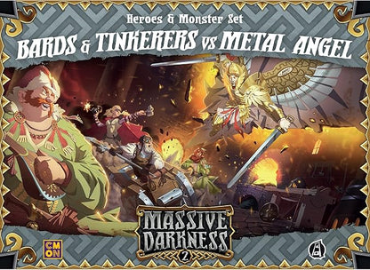 Massive Darkness 2 Bards and Tinkerers Vs. Metal Angel Heroes and Monsters Expansion | Cooperative Strategy Game for Adults and Teens | Ages 14+ | 1-6 Players | Avg. Playtime 60 Mins | Made by CMON