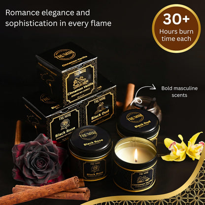 Candle Gift Set of 3 Sage Pine|Jasmine|Black Rose Strong Scented Soy Candels Natural Non Toxic Velas Aromáticas Favors for Women Coworkers Friends Guests Also for Fall Diwali Christmas Holidays