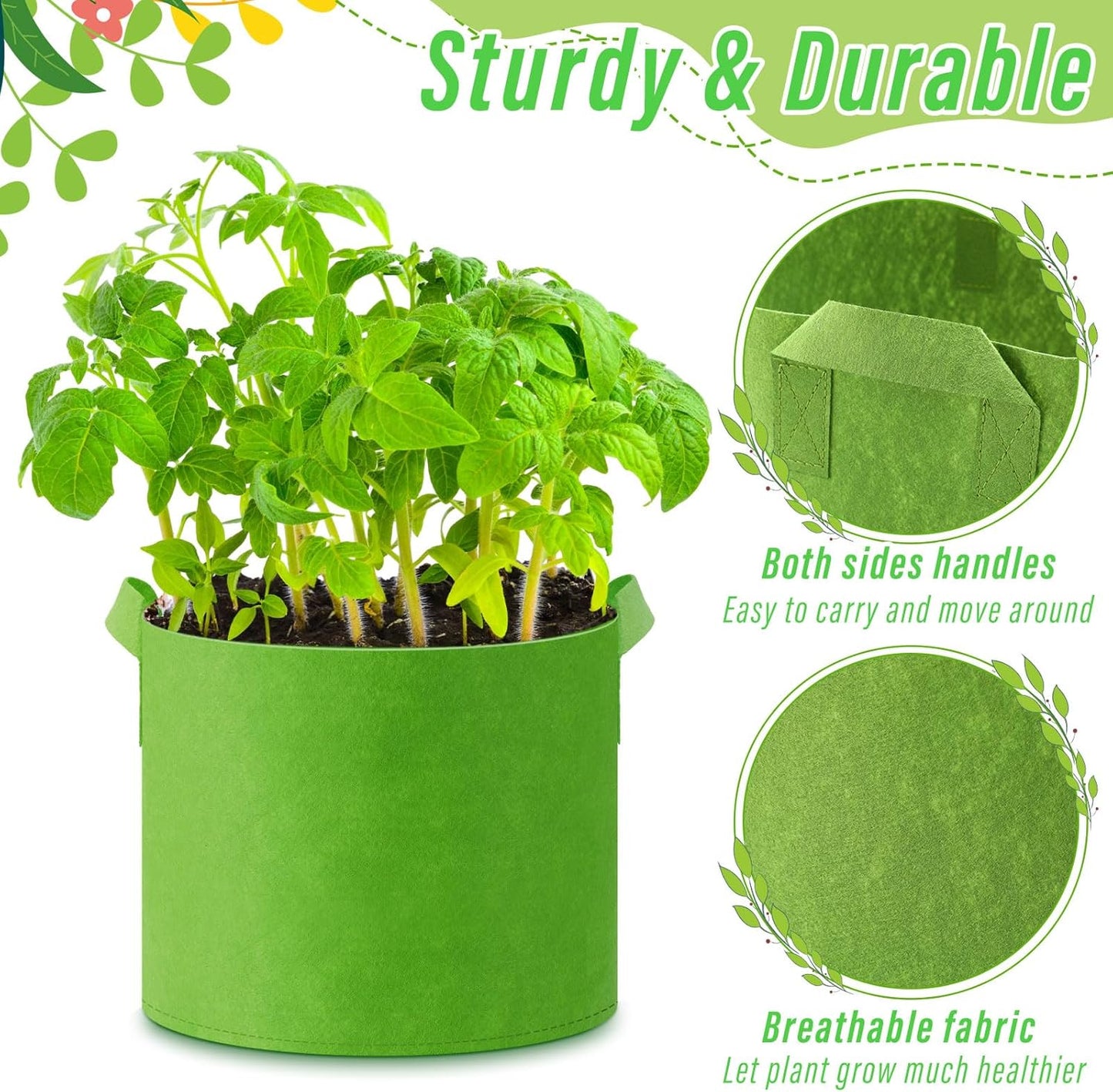 Ziliny 24 Pcs Multicolor Fabric Plant Grow Bags - Thickened Non-Woven Pots with Handles | 5 Gallon Size
